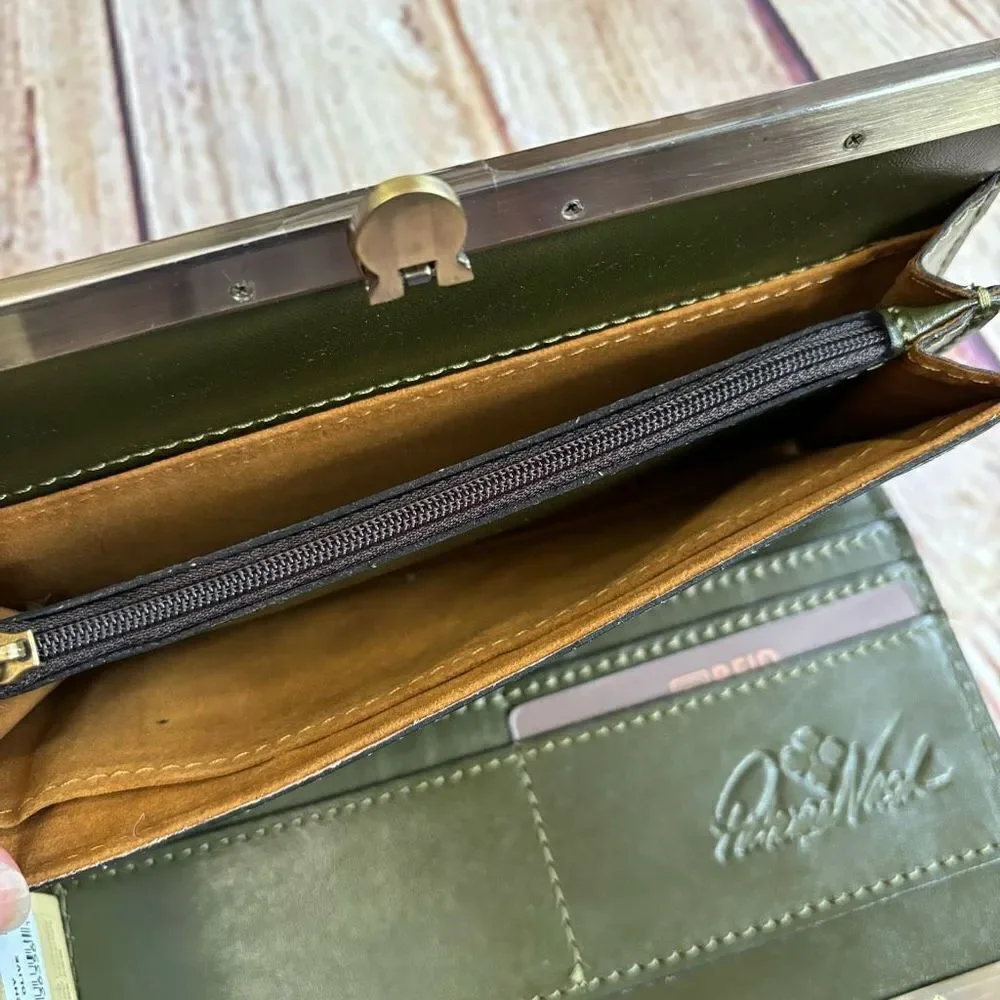 Patricia Nash Bundle Tooled Cauchy Wallet Olive Leather Brand New NWT